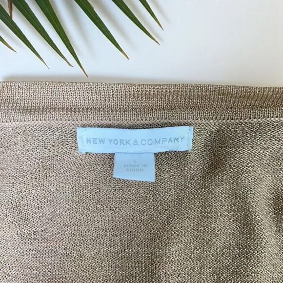 New York & Co Lightweight All-Season Knit Cardigan in Camel - Picture 8 of 10